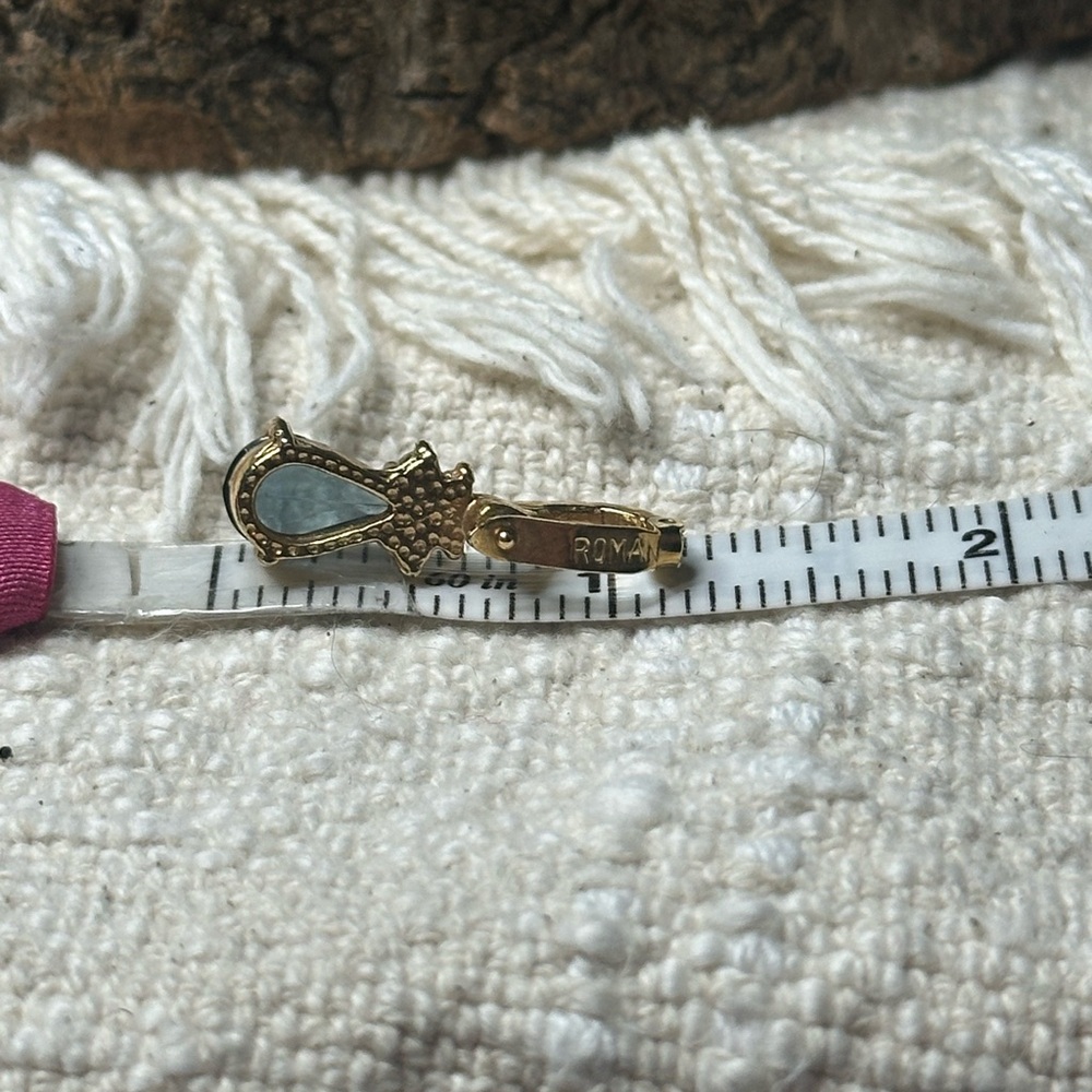 Roman Gold and Blue Topaz Teardrop Pendant - Picture 4 of 4